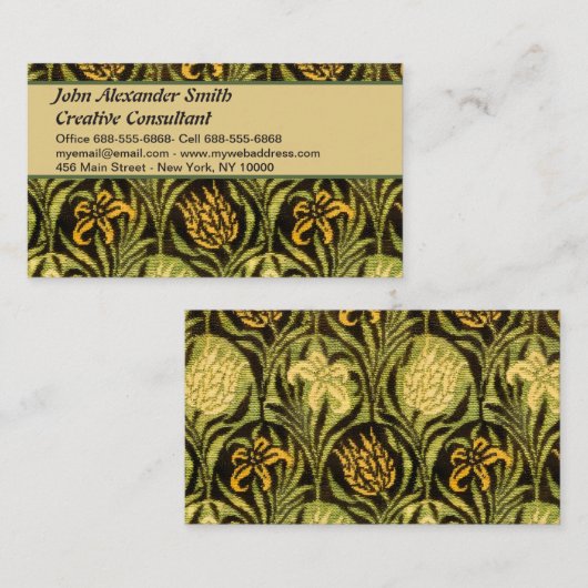 William Morris Groene Tulp Lelie Behang Visitekaartje (Voorkant / Achterkant)