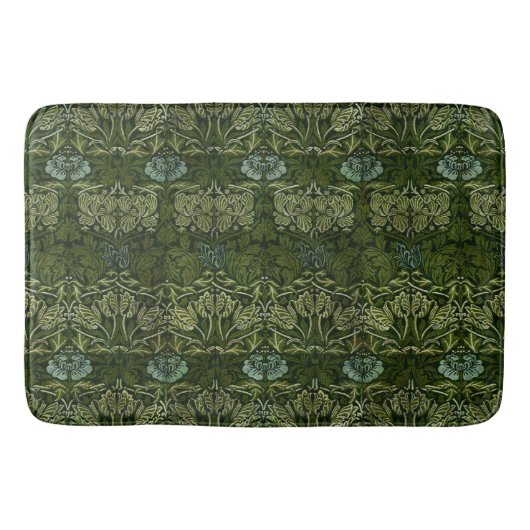 William Morris Grote Groene Bladeren & Blauwe Bloe Badmat (Voorkant)