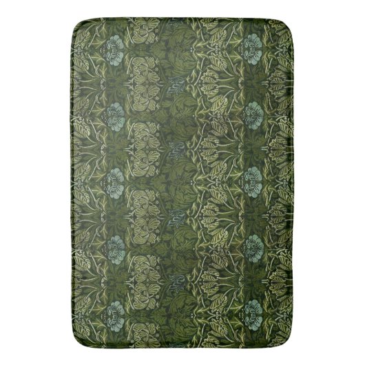 William Morris Grote Groene Bladeren & Blauwe Bloe Badmat (Voorkant Verticaal)