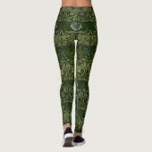 William Morris Grote Groene Bladeren & Blauwe Bloe Leggings (Achterkant)
