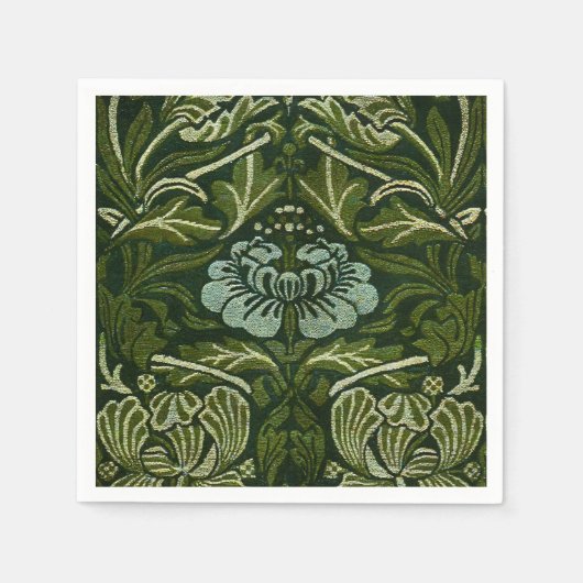William Morris Grote Groene Bladeren & Blauwe Bloe Servet (Voorkant)