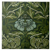 William Morris Grote Groene Bladeren & Blauwe Bloe Tegeltje (Voorkant)