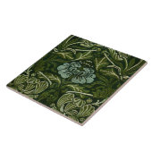William Morris Grote Groene Bladeren & Blauwe Bloe Tegeltje (Zijkant)