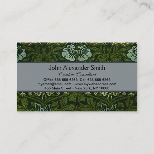 William Morris Grote Groene Bladeren & Blauwe Bloe Visitekaartje (Achterkant)