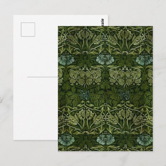 William Morris Grote Groene Tulp Roos Behang Briefkaart (Voorkant / Achterkant)