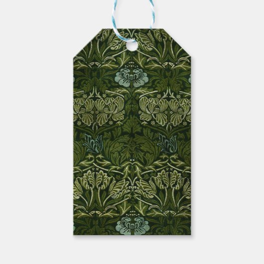 William Morris Grote Groene Tulp Roos Behang Cadeaulabel (Voorkant)