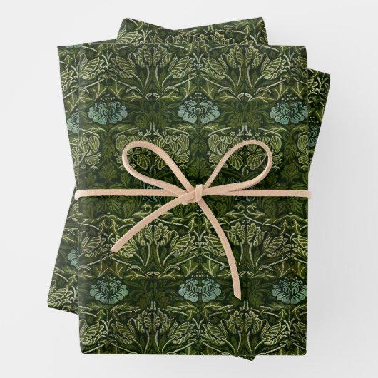 William Morris Grote Groene Tulp Roos Behang Inpakpapier Vel (In situ)