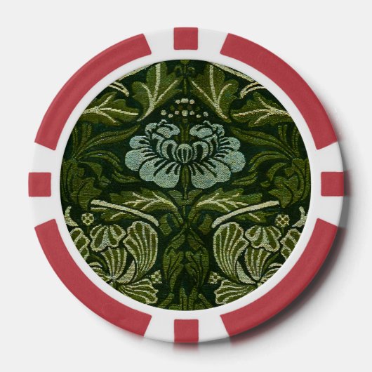 William Morris Grote Groene Tulp Roos Behang Poker Chips (Voorkant)
