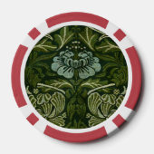 William Morris Grote Groene Tulp Roos Behang Poker Chips (Achterkant)