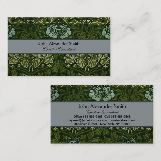 William Morris Grote Groene Tulp Roos Behang Visitekaartje (Voorkant / Achterkant)