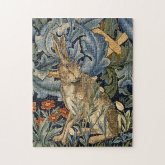 William Morris hare in een Forest Floral Art Nouve Legpuzzel (Verticaal)