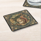 William Morris Herfst Chipmunk Bladeren Bessen Kartonnen Onderzetters (Schuin)