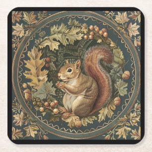 William Morris Herfst Chipmunk Bladeren Bessen Kartonnen Onderzetters