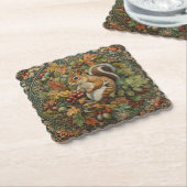 William Morris Herfst Chipmunk Bladeren Bessen Kartonnen Onderzetters (Gebogen)