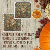 William Morris Herfst Chipmunk Bladeren Bessen Kartonnen Onderzetters