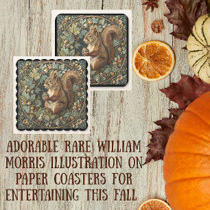 William Morris Herfst Eekhoorn Bladeren Bessen Kartonnen Onderzetters