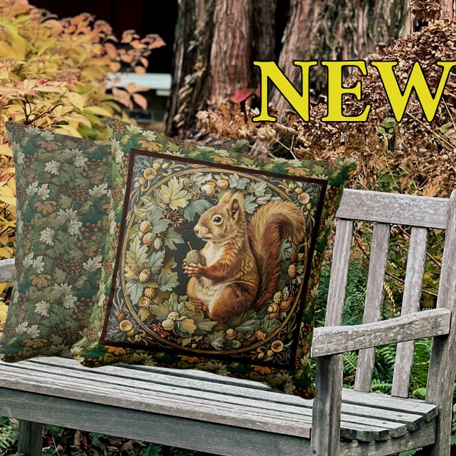 William Morris Herfst Eekhoorn Herfst Eikel Kussen (Creator heeft geüpload)