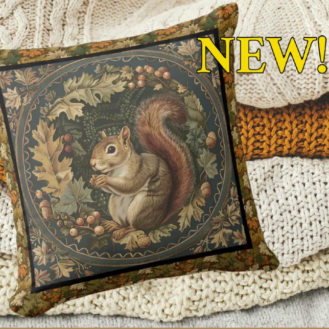William Morris Herfst Eekhoorn Herfstbladeren Kussen (William Morris this fall!)