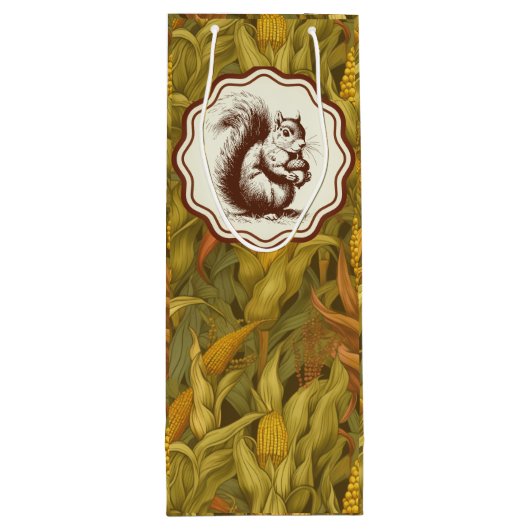 William Morris Herfst Mais Eekhoorn   Wijn Cadeautas (Achterkant)