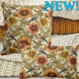 William Morris Herfst Zonnebloemen Vogels Herfst Kussen