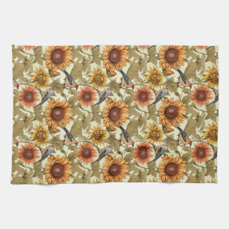 William Morris Herfst Zonnebloemen Vogels Herfst Theedoek