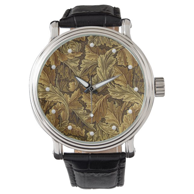  William Morris herfstbladpatroon Horloge (Voorkant)