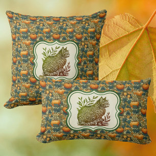 William Morris  herfstpompoenen met kat Kussen