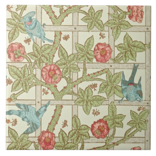 William Morris Historic Trellis Birds Reproduction Tegeltje (Voorkant)