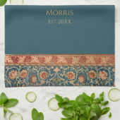 William Morris Holland Park Blauw & Rood Monogram Theedoek (Gevouwen)