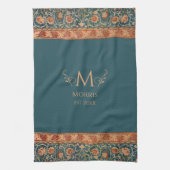William Morris Holland Park Blauw & Rood Monogram Theedoek (Verticaal)