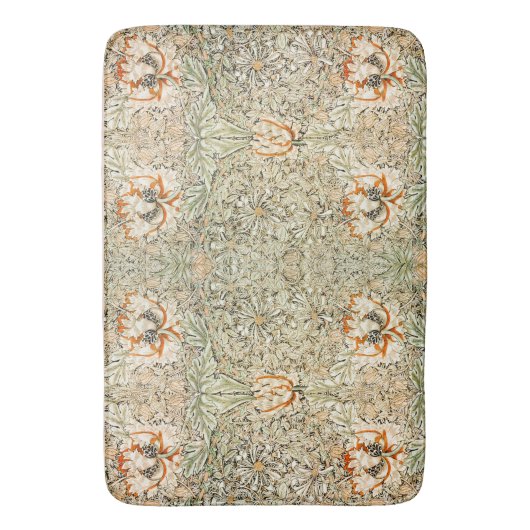 William Morris Honeysuckle Botanical Peach Green Badmat (Voorkant Verticaal)