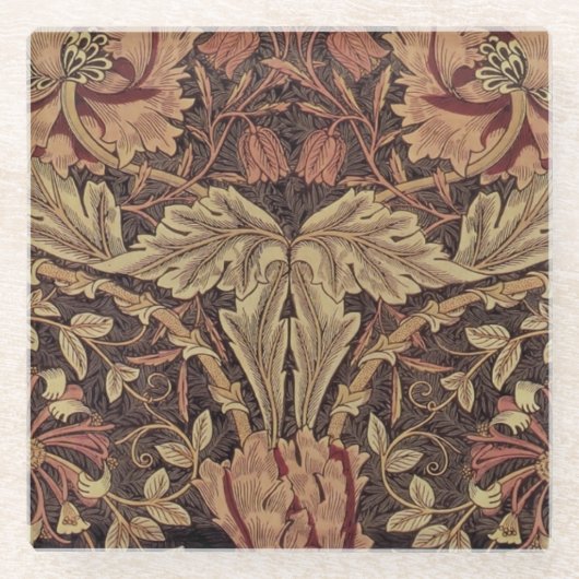 William Morris Honeysuckle Classic Engelse kunst Glazen Onderzetter (Voorkant)