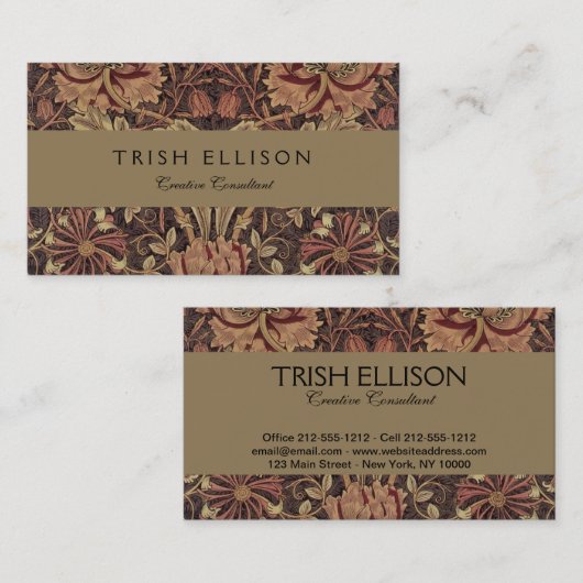 William Morris Honeysuckle Classic Engelse kunst Visitekaartje (Voorkant / Achterkant)