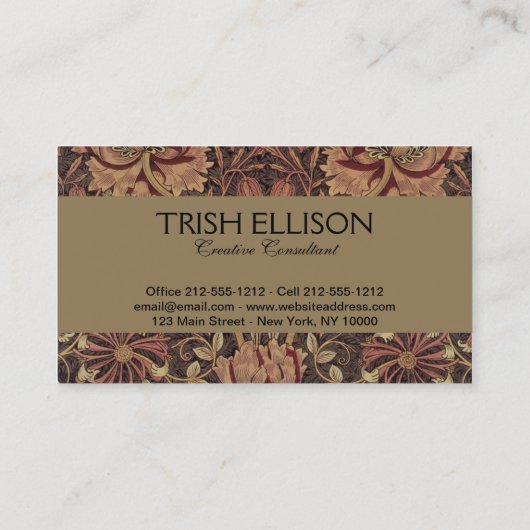 William Morris Honeysuckle Classic Engelse kunst Visitekaartje (Achterkant)