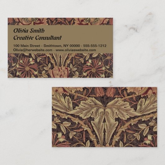 William Morris Honeysuckle Classic Engelse kunst Visitekaartje (Voorkant / Achterkant)