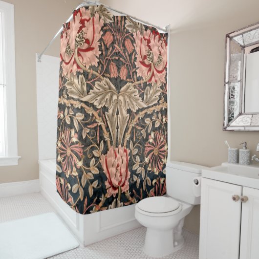 William Morris Honeysuckle Douchegordijn (In situ)