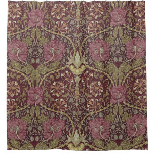 William Morris, Honeysuckle, floral. patroon, kuns Douchegordijn