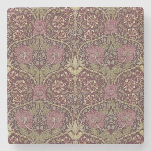 William Morris, Honeysuckle, floral. patroon, kuns Stenen Onderzetter (Voorkant)