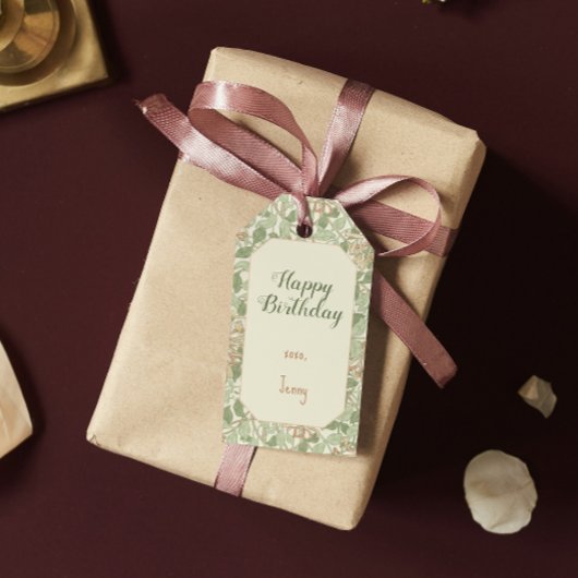 William Morris Honeysuckle Floral  verjaardag Cadeaulabel