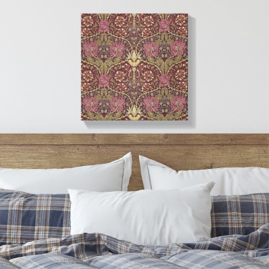 William Morris, Honeysuckle, floreel. patroon, kun Canvas Afdruk (Insitu (Slaapkamer))