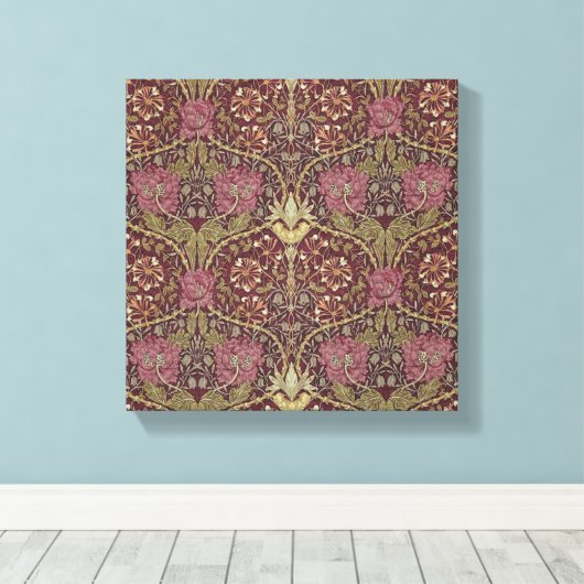 William Morris, Honeysuckle, floreel. patroon, kun Canvas Afdruk (Insitu (Houten vloer))