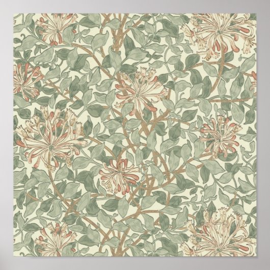 William Morris Honeysuckle Flower Wallpaper Poster (Voorkant)