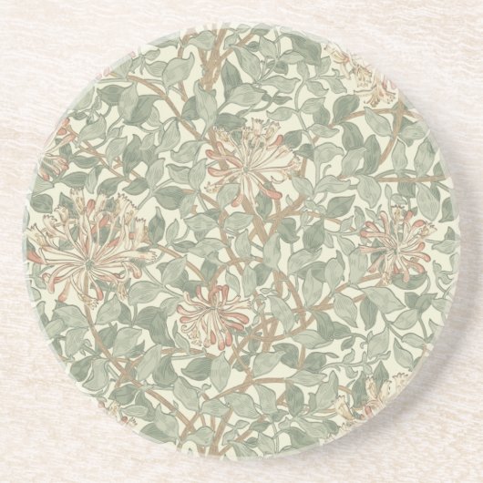 William Morris Honeysuckle Flower Wallpaper Zandsteen Onderzetter (Voorkant)