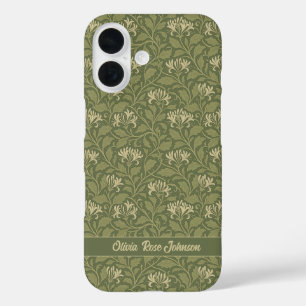 William Morris Honeysuckle Flowers Green iPhone 16 Hoesje