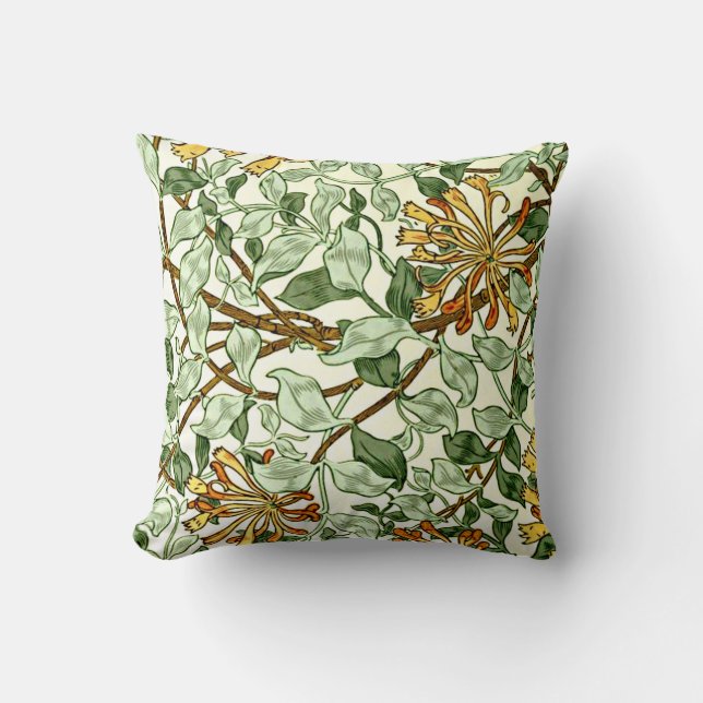 William Morris - Honeysuckle Green en Gold  Kussen (Voorkant)