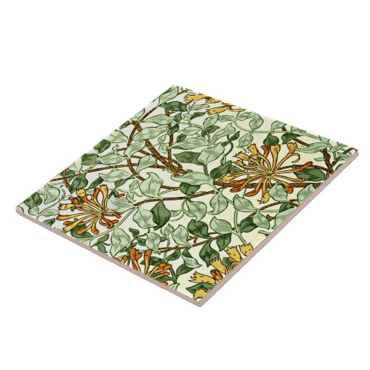 William Morris - Honeysuckle green en gold l Tegeltje (Zijkant)