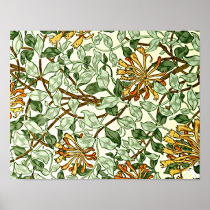 William Morris - Honeysuckle Green en Gold Poster