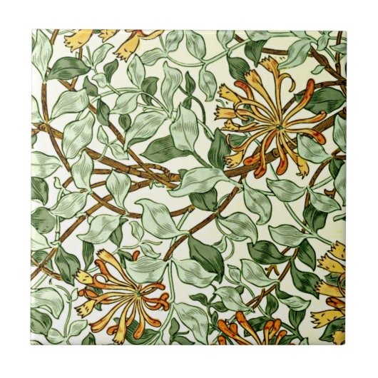 William Morris - Honeysuckle Green en Gold Tegeltje (Voorkant)