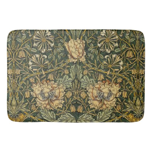 William Morris Honeysuckle Green Floral Badmat (Voorkant)
