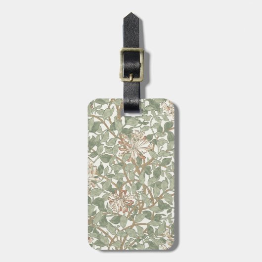 William Morris Honeysuckle Green Floral Bagagelabel (Voorkant verticaal)